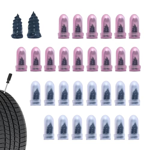 Qurbuns 30 PCS Tire Repair Rubber Nails, Rubber Vacuum Tire Repair Kits, Spiral Tire Screw Plugs, Universal Self-Service Tool for Car Motorcycle Truck Tire Puncture Repair (Black)