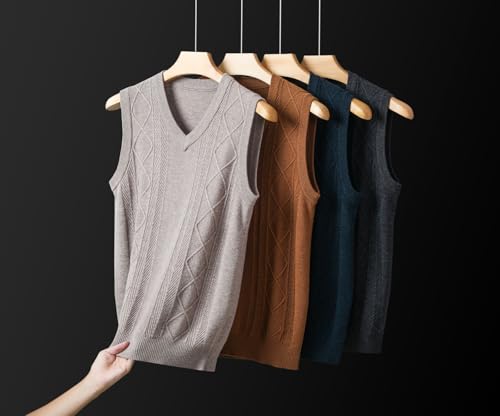 Mens Argyle Knitwear Vest V Neck Sleeveless Casual Slim Fit Pullover Knitted Sweater4