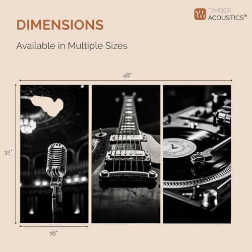 Image of Timber Acoustics Acoustic Art Wall Panels for Music Studio, 48 inchx32 inch PET Felt Sound Absorbing & Noise Reduction Panels for Wall, Acoustic Panels for Music Studio, (Retro Studio, Set of 3)