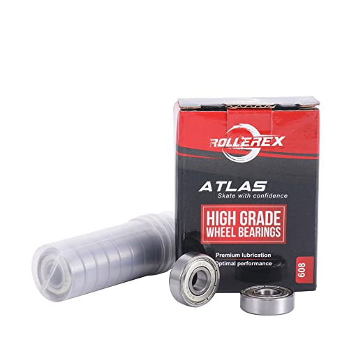 Rollerex 20-Pack, 608Zz Abec-1 Wheel Bearings (For Any Products Using Roller Skate Wheels) (Carbon Steel) - For Inline, Rollerskate, Skateboard, Ripstik & More #TOP5