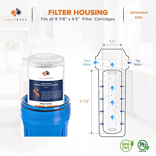 Aquaboon 5 Micron 10" String Wound Sediment Water Filter Cartridge | Whole House Sediment Filtration | Compatible With 84637, Wpx597P, Pc10, 355214-45, 355215-45, Wp1097P Wp597P 2-Pack #TOP5