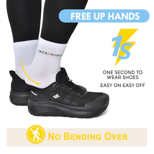 JACKSHIBO Wide Toe Box Shoes for Men Slip in Hands Free Arch Support Shoes Wide Width Sneakers for Running Walking Athletic Tennis Orthopedic Plantar Fasciitis Workout with Thick Cushioned Zero Drop2