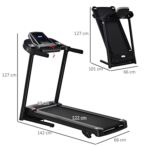 HOMCOM Laufband Klappbar elektrisch 500W 1-12,8 km/h mit LED-Display Getränkehalter und Handyhalterung für Home Gym… – Bild 4
