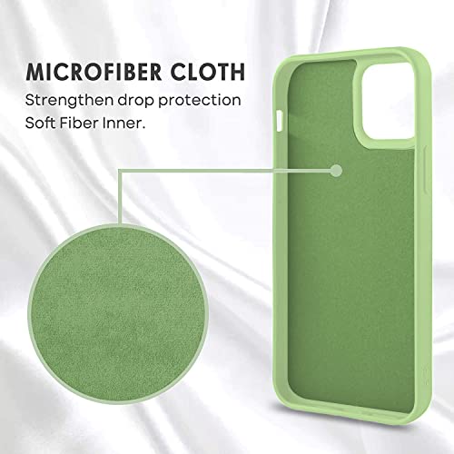 Image of VONZEE Microfiber Candy Case Compatible for iPhone 12 Mini 5.4 inch, Shockproof Slim Back Cover Liquid Silicone Case - Matcha Green