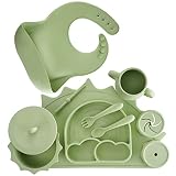Baby Pastels - Baby Feeding Set - Baby Led Weaning Supplies - Silicone Suction Utensils/Cutlery/Dish