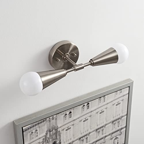 Image of BRIGHTTIA Vicky 2 Light Cone Socket Wall Sconce - Mid Century Modern Fixture for Wall & Ceiling - Minimalist Edison Lamp for Hallway and Bathroom Vanity - Brushed Nickel (BW0027-2N)