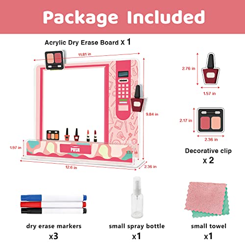 Shooffice Acrylic Dry Erase Board With Storage, 12" X 10" Small White Board For Desk, Pink To Do Board With 3 Markers And 2 Clips For Office Home School #TOP1