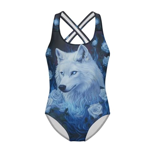 Image of Yzaoxia Girls' Swimwear One Piece Swimsuit for Kids Scoop Neck Bathing Suit Round Neck Swim Wear 5-14Y