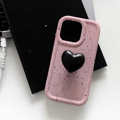Coque antichoc pour iPhone 16 et 15 Pro Max avec motif éclaboussures d'encre rose et noir