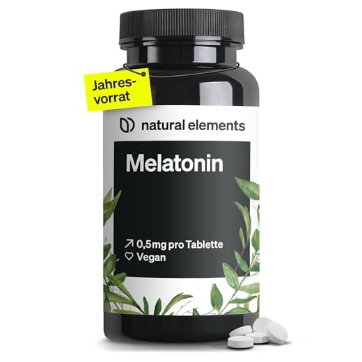 Natural Elements Melatonin – 365 Tabletten – 0,5mg Melatonin pro Tablette – hochdosiert – Ohne unerwünschte Zusätze – Laborgeprüft – 100% vegan, Pulver, für Schlafhormon