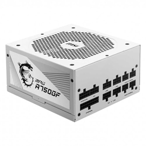 Image of MSI MPG A750GF White Gaming Power Supply - Full Modular - 80 Plus Gold Certified 750W - 100% Japanese 105C Capacitors - Compact Size - White Color ATX PSU