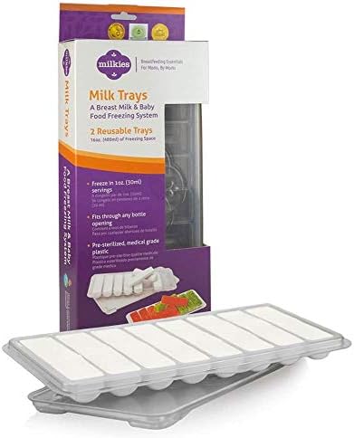 Milkies Milk Trays, Breastmilk Freezer Tray Organizer, Freeze and Store Your Milk and Baby Food in 1 Ounce Sticks, Includes 2 Reusable Storage Container Trays, No BPA-Phthalates-Dyes, Silicone-Free