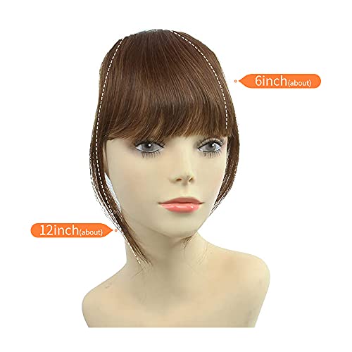 Thick Hair Bangs Real Human Hair French Bang Clip in Fringe Hair Extension Unprocessed Fringe, Light Brown Color - Image 2
