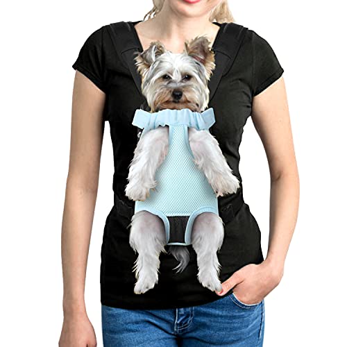 YUDODO Pet Dog Carrier Backpack Adjustable Dog Front Carrier, Legs Out Easy-Fit Dog Travel Backpack Carrier for Hiking Camping for Small Medium Dogs Cats and Rabbits (Medium (Pack of 1), B-Sky)