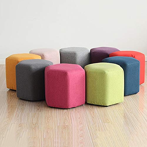 Repose-pieds rembourré vert et tabouret de salon hexagonal en bois pour table basse