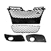 MIC Front Grille Upper Lower Grill & Fog Light Cover Grill Compatible with Golf Jetta MK5 GTI 2006-2009,4PCS (W/O Emblem Hole)