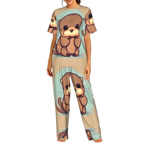 Pyjama loutre doux pour femme : ensemble respirant et anti-frottement pour dormir