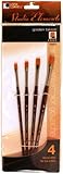 Loew-Cornell 1024915 Studio Elements Short Handle Golden Taklon Shader Brush Set, 4-Piece