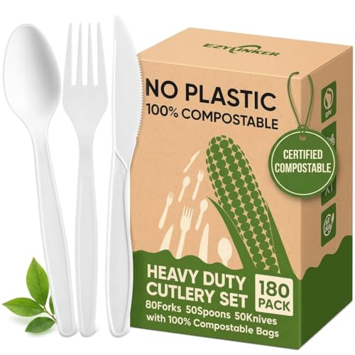 180Pcs Reusable Compostable Utensils Set