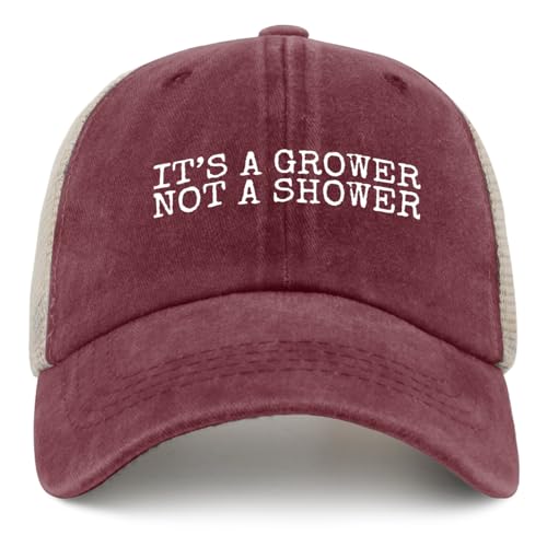 IT’S A Grower NOT A Shower Hat Trucker Hat Men Funny Mesh Cap for Fall Red