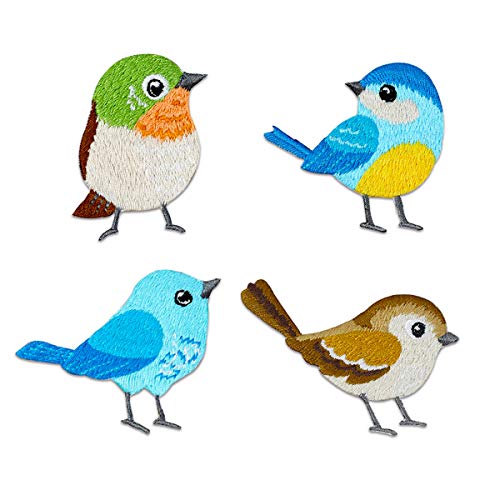 4 Pack Delicate Embroidered Patches Cute Birds Embroidery Patches Iron On Patches Sew On Applique Patch Custom Backpack Patches for Men Women Boys Girls Kids Super Cool!