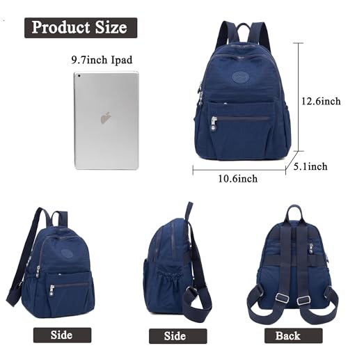 Image of Pealwel Mini Backpack Purse for Women,Small Nylon backpacks for Ladies Backpacks Women Anti Theft Travel Bag (Dark Blue)
