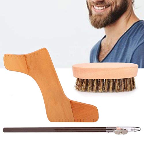 Men Beard Shaping Tools Kit, Mustache Styling Template Pen Grooming Brush Mustache Care Tool for Men's Jaw Cheek, Neck Line