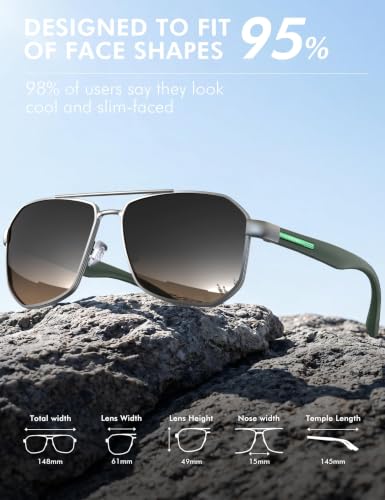 Image of Luenx Aviator Polarized Sunglasses for Men: Square UV400 Driving