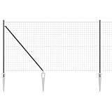 vidaXL Valla Euro con 7 Postes Puntiagudos de 1 x 10m en Acero galvanizado Gris | Cercas duraderas y Resistentes a los UV, Ideales para marcar límites en Jardines, Paneles de Barrera, recintos y terr