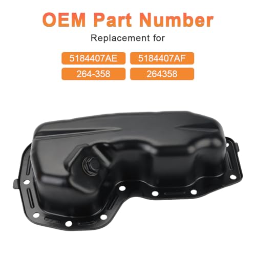 Image of Engine Oil Pan with Drain Replacement for 5184407AF 264-358