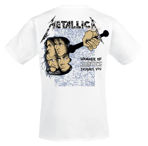Metallica Justice Hombre Camiseta Blanco L 100% algodón Vorne Bedruckt, Hinten Bedruckt Regular