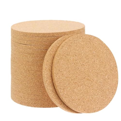 20 Stück Korkuntersetzer Rund,10×10cm Holzfarbe Kork Untersetzer...