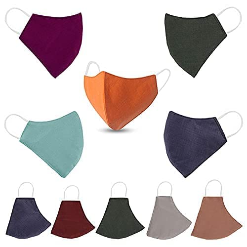 Set Of 10 Washing & Reusable Comfortable, Adjustable Cotton Cloth Face Mask Without valve(Multi Color)-image-41
