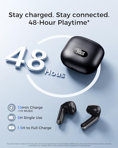Wireless Earbuds,Bluetooth in Ear Buds with Immersive Surround Sound Stereo,Tap-Control,48 Hours Playtime,Bluetooth 5.4 LED Display Charging Case,IPX7 Waterproof Fit iPhone&Andriod Sports Workout - Image 5