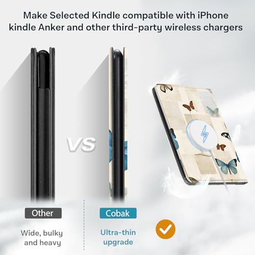 Image of CoBak Stand Case for 7 inch Kindle Paperwhite 12th Gen 2024 and Kindle Colorsoft with Hand Strap - Compatible with iPhone MagSafe, for Samsung /Belkin /Anker Wireless Charging Pads, Durable, Auto Sleep Wake