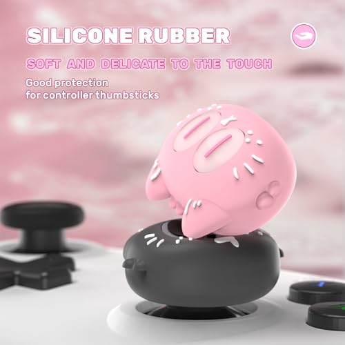 Image of PlayVital Cute Universal Illuminated LED Thumbstick Grips for ps5, for ps4, Joystick Caps for Xbox Series X|S, for Xbox One, Switch Pro Controllers, Joystick Protection - Moonlight Cat