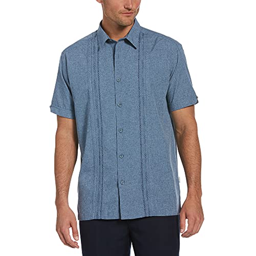 Cubavera Embroidered Chambray Short Sleeve Button, Classic Fit, Men’s Casual Shirts (Sizes Small-5Xl), Dress Blues, X-Large #TOP25