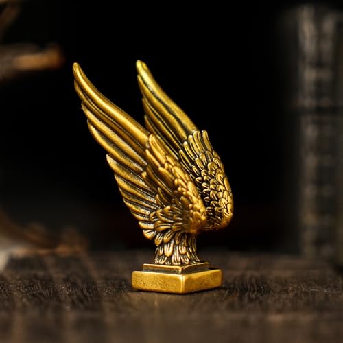 Exquisite 100% Solid Brass Angel Wings Sculpture - Handcrafted Vintage Desk Decor, Elegant Collectible Art Piece, Inspirational Home & Office Decoration, Unique Gift for Spiritual Seekers