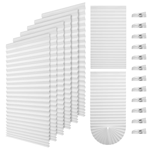 Clickinline 6 Pcs Temporary Blinds, Temporary Blackout Blinds, High Shading Stick On Blinds, Paper Temporary Blind for Windows, No Drill Conservatory Shades Pleated Blind for Home Bedroom 23.6X59