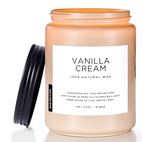 M&SENSE Wanilia - Świeca w Szkle (550g, 110h) | Naturalna Sojowa, 2 Knoty | Relaks & Aromaterapia | Prezent Uniwersalny