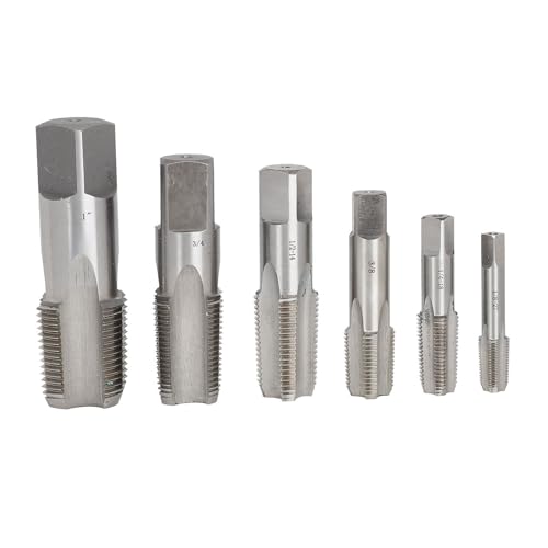 NDNCZDHC 6PCS Npt Pipe Tap Set Thread 1/8?27 1/4?18 3/8?18 1/2?14 3/4?14 1?11.5 Hss Tap and Die Set for Clean Accurate Threads with Plastic Case