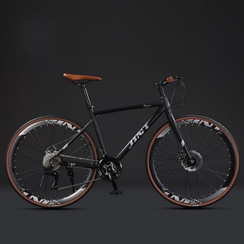 Dazzixエアロロードロードバイク700C×32C防風競技27スピードバーオイルディスクロードバイクアルミ合金スピードレーシングバイク (ブラック)