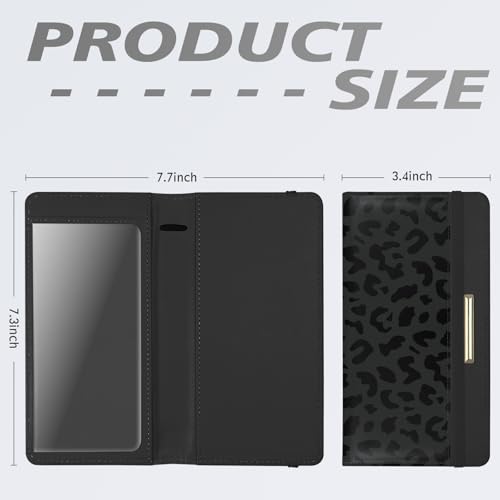 Image of Letter Checkbook Cover, RFID Blocking Checkbook, Stylish, Lightweight, Slim Durable, Multi-Functional Checkbook Holder for Personal and Business Checks (Leopard-Black)