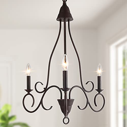 One-Day Sale: Up to 50% Off LALUZ Bronze Rustic Chandelier, Farmhouse Pendant Chandelier for Foyer, Entryway and Dining Room