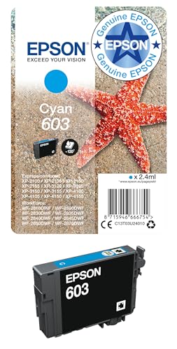 Epson 603 Cyan Starfish Genuine, Ink Cartridge, Standard Capacity ,Pack of 1