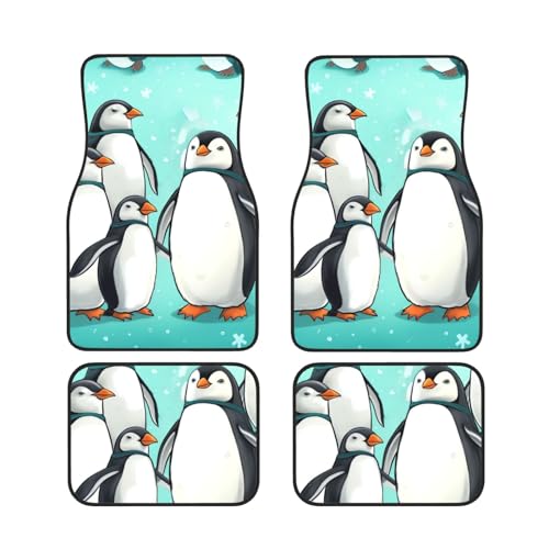 Tapis de sol voiture universels lot de 4 tapis robustes antidérapants motif pingouin
