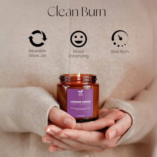 Image of 100% Natural Soy Wax Lavender Jar Candle, 180g, 40+ Hour Clean Burn, Essential Oil Aromatherapy Candle, Smoke-Free Eco-Friendly Home Fragrance, Aesthetic Glass Jar Gift Candle