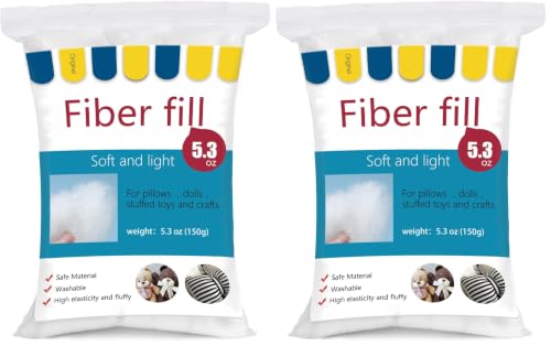 Image of BUTUZE Polyester Fiber, Premium Fiber Fill, High Resilience Fill Fiber, Stuffing for Small Dolls Part Pillow Comforter DIY, 5.3oz, Recyclable (Natural White, 150g) (Pack of 2)