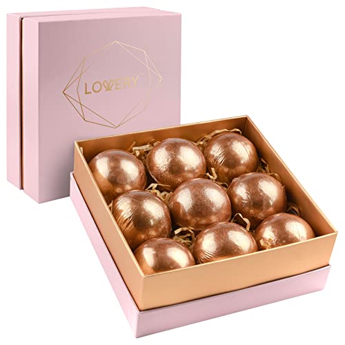 24K Rose Gold Bath Bombs Set - Deluxe Bath Bomb Gift Set - 9 Luxury Bath Bombs For Women And Men, Perfect For Bubble & Spa Bath, Natural Scents With Vanilla Coconut, Lavender, Jasmine & More #TOP12