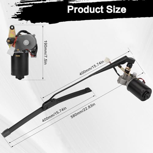 Image of UTV Windshield Wiper Kit - 12V 30W Electric Wiper Motor with 16 inch Blade & 16 inch Arm, Compatible with Polaris Ranger RZR 570 /900 /1000, Compatible with Can-Am Defender, Maverick X3